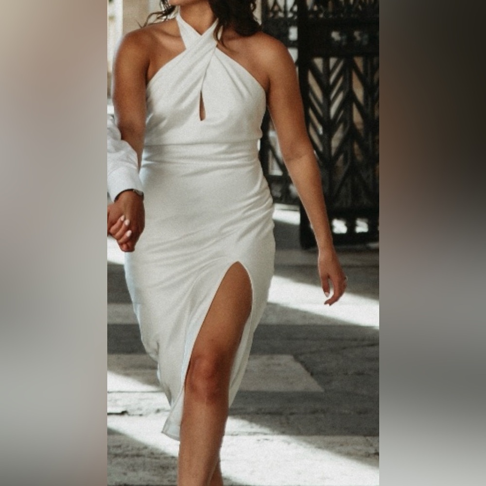 Lulu's White Satin Dress